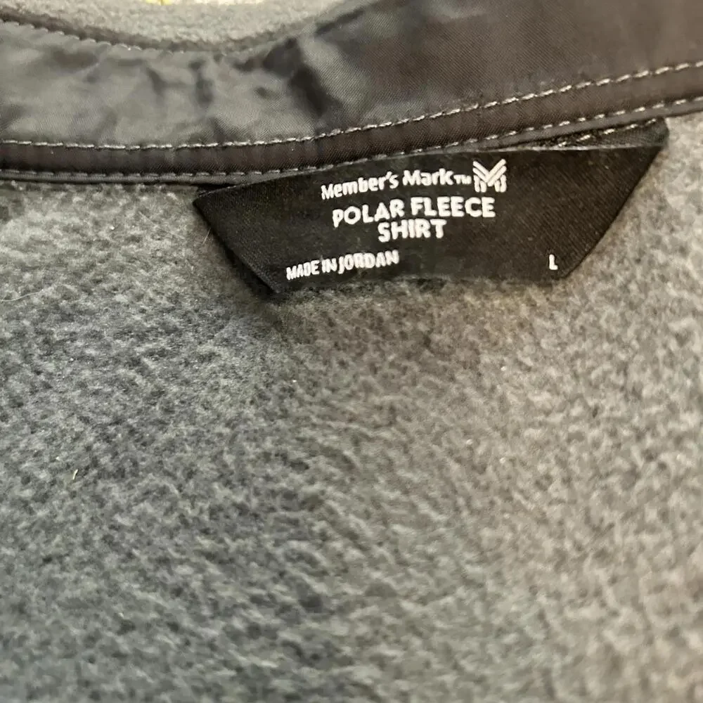 Men's Member's Mark Gray Polar Fleece Button Up Shirt L‎